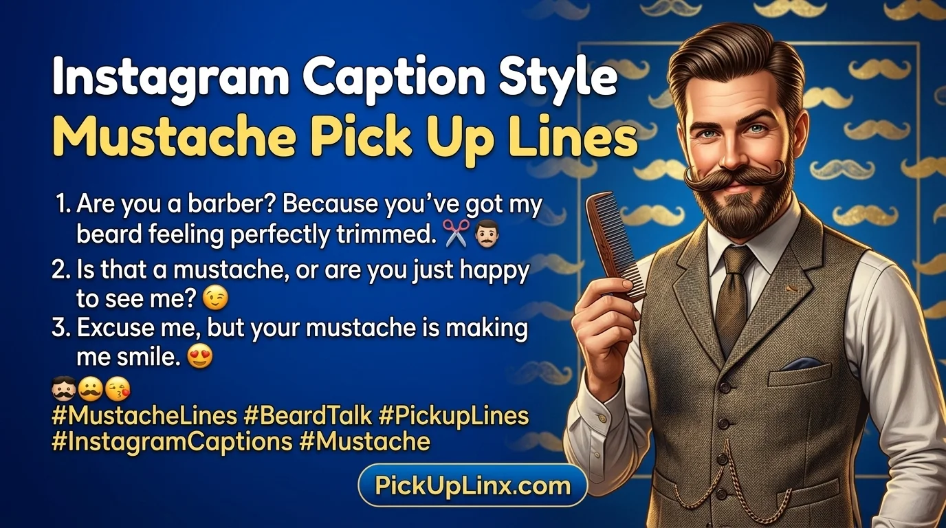 Instagram Caption Style Mustache Pick Up Lines